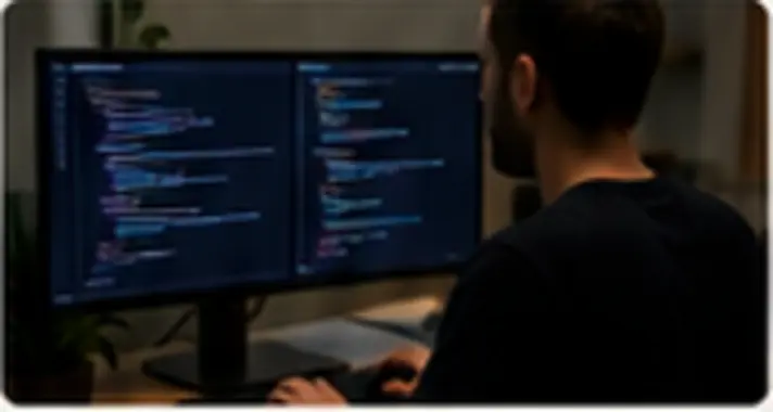 Programador trabajando en un desarrollo de software a medida