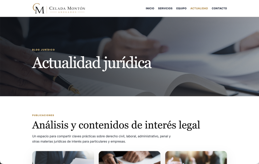Celada Montón Abogados · Sitio web corporativo, fotografía 3