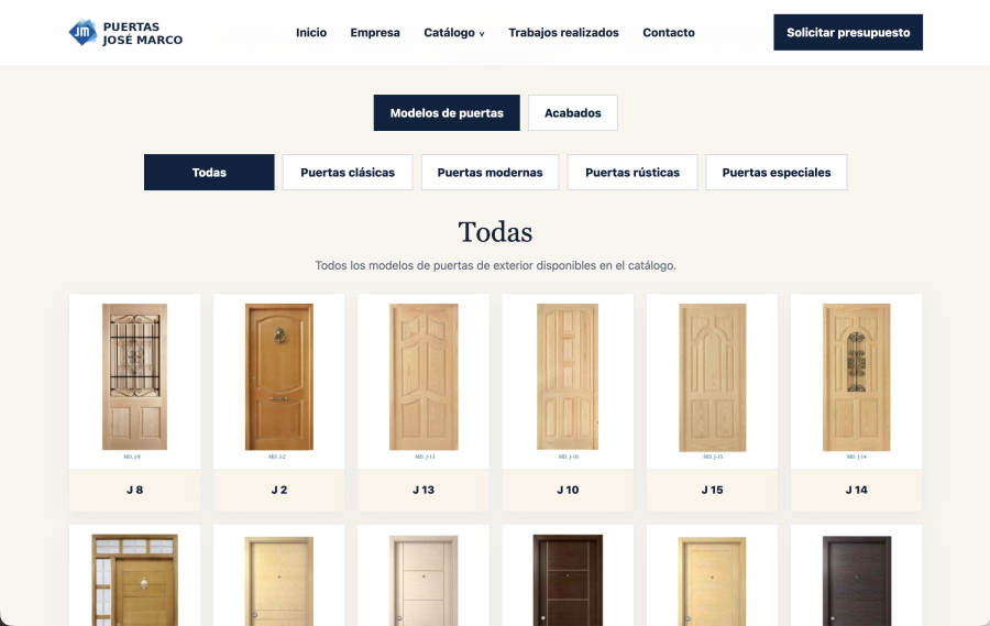 Puertas José Marco · Web y catálogo online, fotografía 2