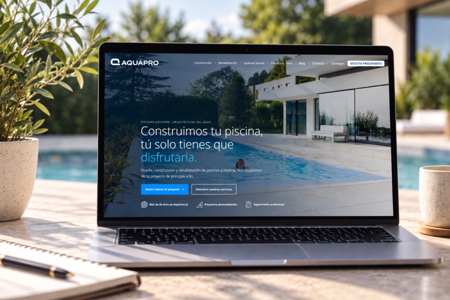Proyecto Piscinas Aquapro · Diseño web, SEO y posicionamiento en IA